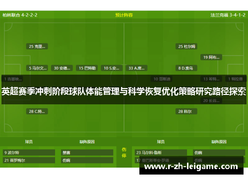 英超赛季冲刺阶段球队体能管理与科学恢复优化策略研究路径探索